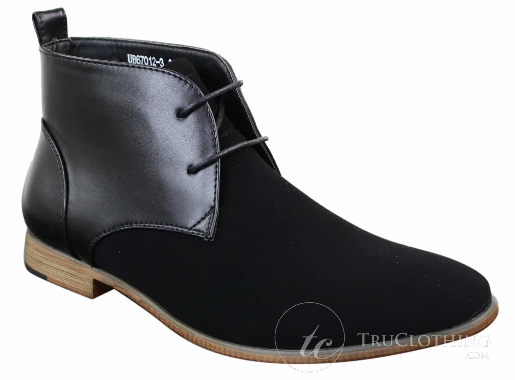 Mens Suede Leather Black Laced Chelsea Dealer Ankle Boots Smart Casual Formal