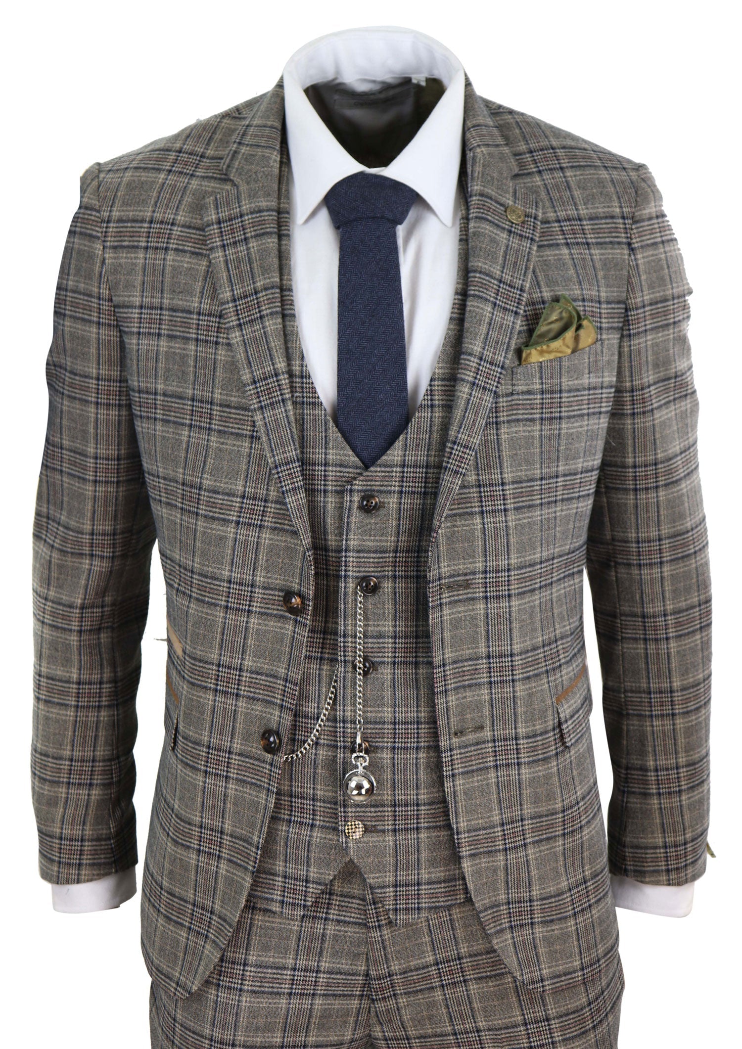 Mens Grey Сheckered 3 Piece Suit