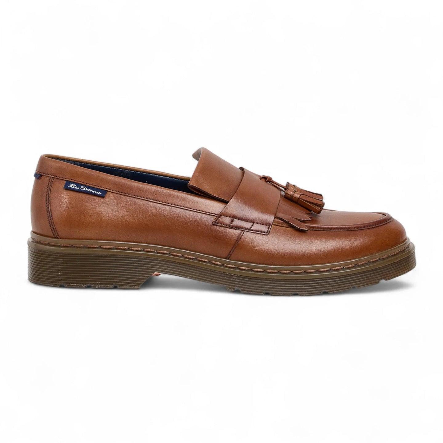 Men's Tan Brown Leather Chunky Sole Tassel Loafer Shoes