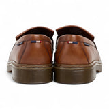 Men's Tan Brown Leather Chunky Sole Tassel Loafer Shoes
