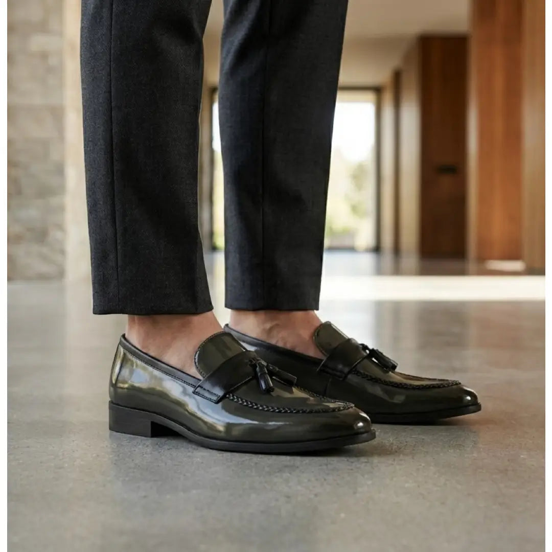 Men's Tassel High-Gloss Slip-On Loafers