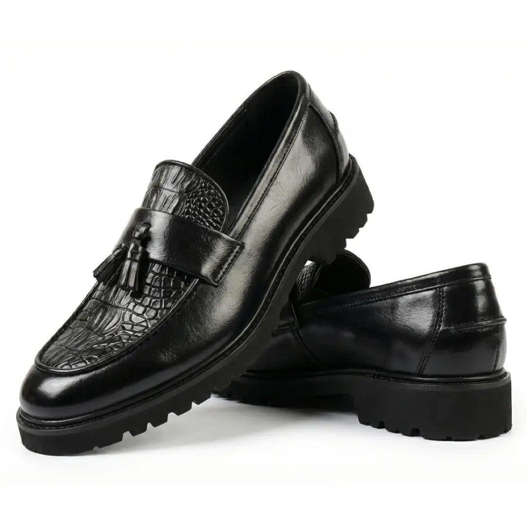 Men's Tassel Lug Sole Textured Loafers
