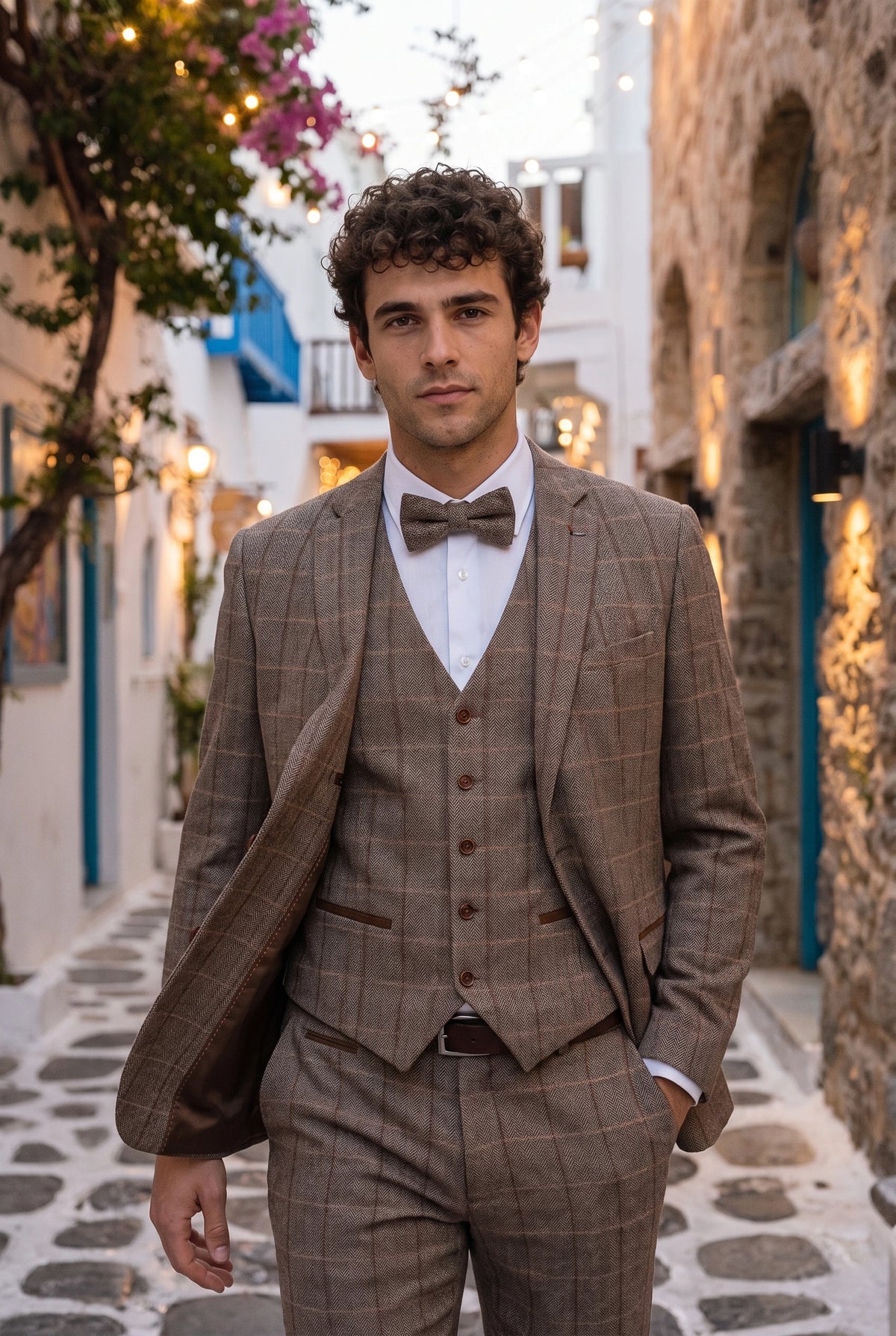 Men’s Taupe Tweed Bow Tie