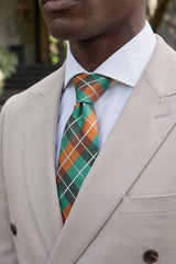 Men’s Teal Checked Tie