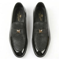 Men's Textured Front Iconic Buckle Bow Loafers