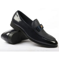 Men's Textured Front Iconic Buckle Bow Loafers
