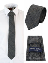 Marc Darcy Mens Tweed Herringbone Textured Marc Darcy Ties Classic Vintage Retro DX7