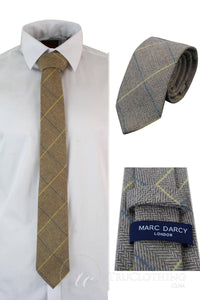 Marc Darcy Mens Tweed Herringbone Textured Marc Darcy Ties Classic Vintage Retro DX7
