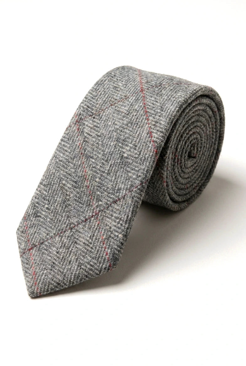 Mens Tweed Herringbone Textured Marc Darcy Ties Classic Vintage Retro Deon