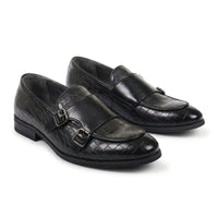Men's Vegan Leather Double Monk Strap Loafers