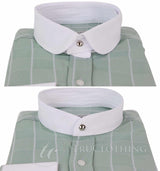 Mens Vintage Check Pattern Shirt with Removable Collar