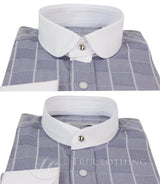 Mens Vintage Check Pattern Shirt with Removable Collar