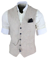 Mens Vintage Cream Waistcoat with Pocket Watch