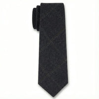 Men's Wool Blend Herringbone Plaid Tweed Tie - Navy