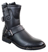 Mens Zip Punk Rock Goth Emo Ankle Boots Brown Black Leather Buckle