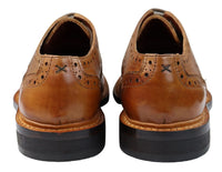 Mens Oxford Brogue Shoes Laced Leather Goodyear Welted Tan Brown Burgundy
