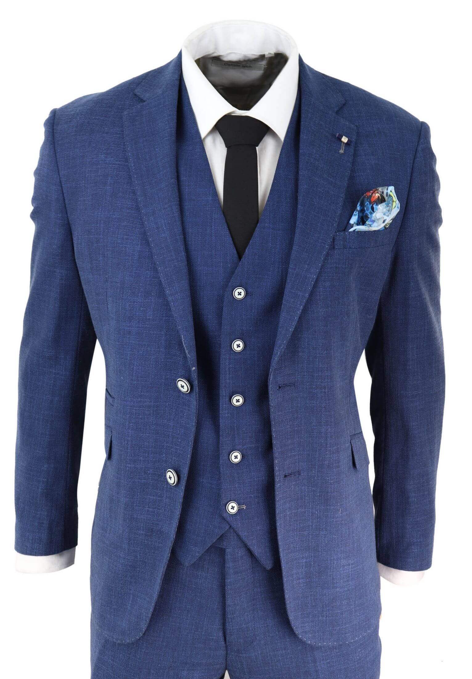 Mens Blue Summer Linen Suit
