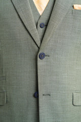 Mens 3 Piece Suit Sage Green Summer Linen Tailored Fit Wedding Prom Classic