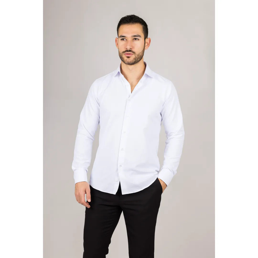 Men's White Double Cuff Oxford Shirt