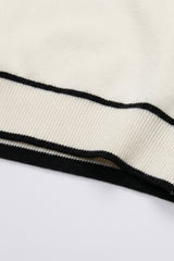 Men’s Off White Knitted T Shirt Regular Fit Contrast Trim Crew Neck Top