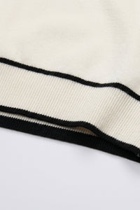 Men’s Off White Knitted T Shirt Regular Fit Contrast Trim Crew Neck Top