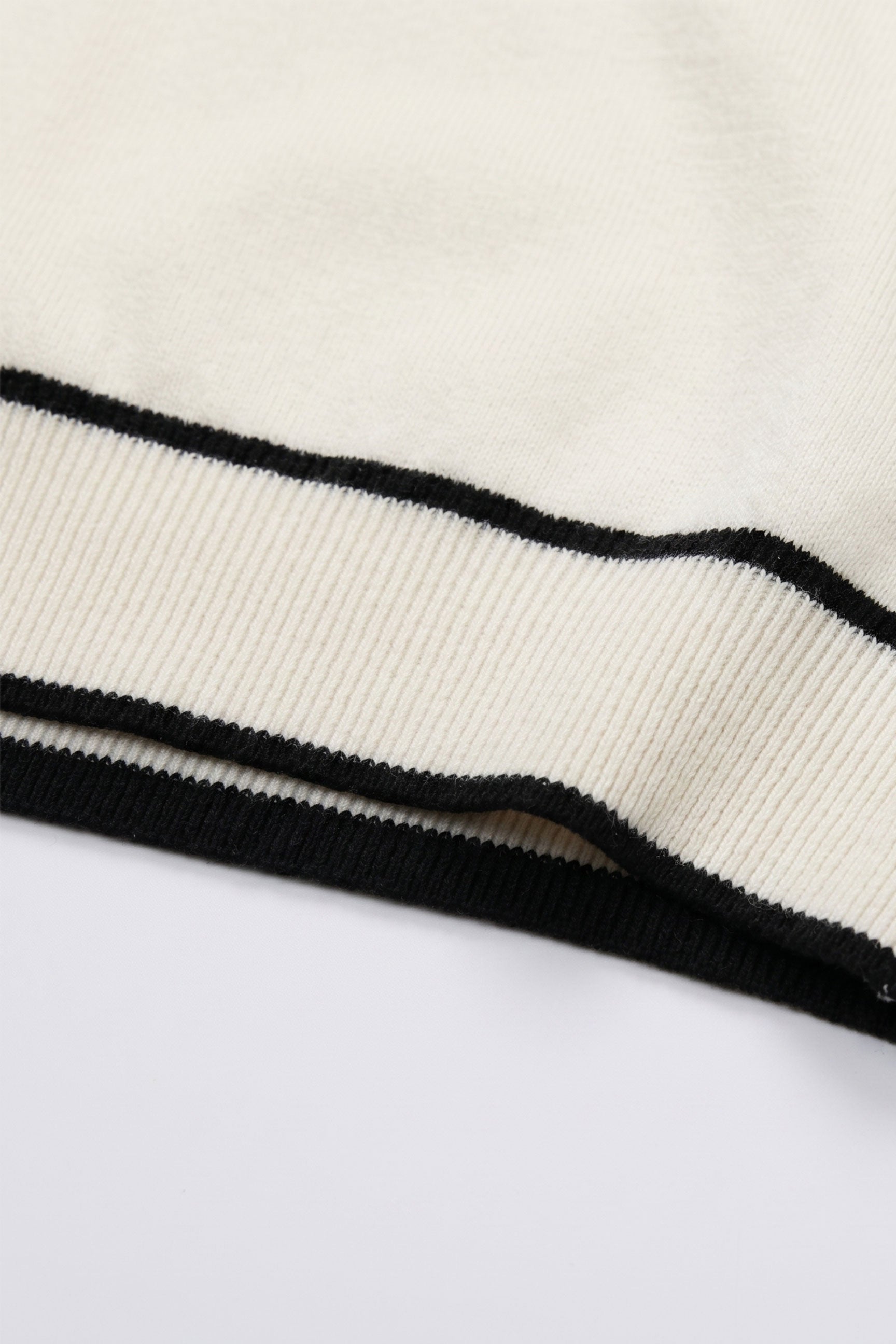 Men’s Off White Knitted T Shirt Regular Fit Contrast Trim Crew Neck Top