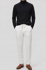 Men’s Black Turtleneck Sweater Soft Viscose Blend Long Sleeve Knit Pullover