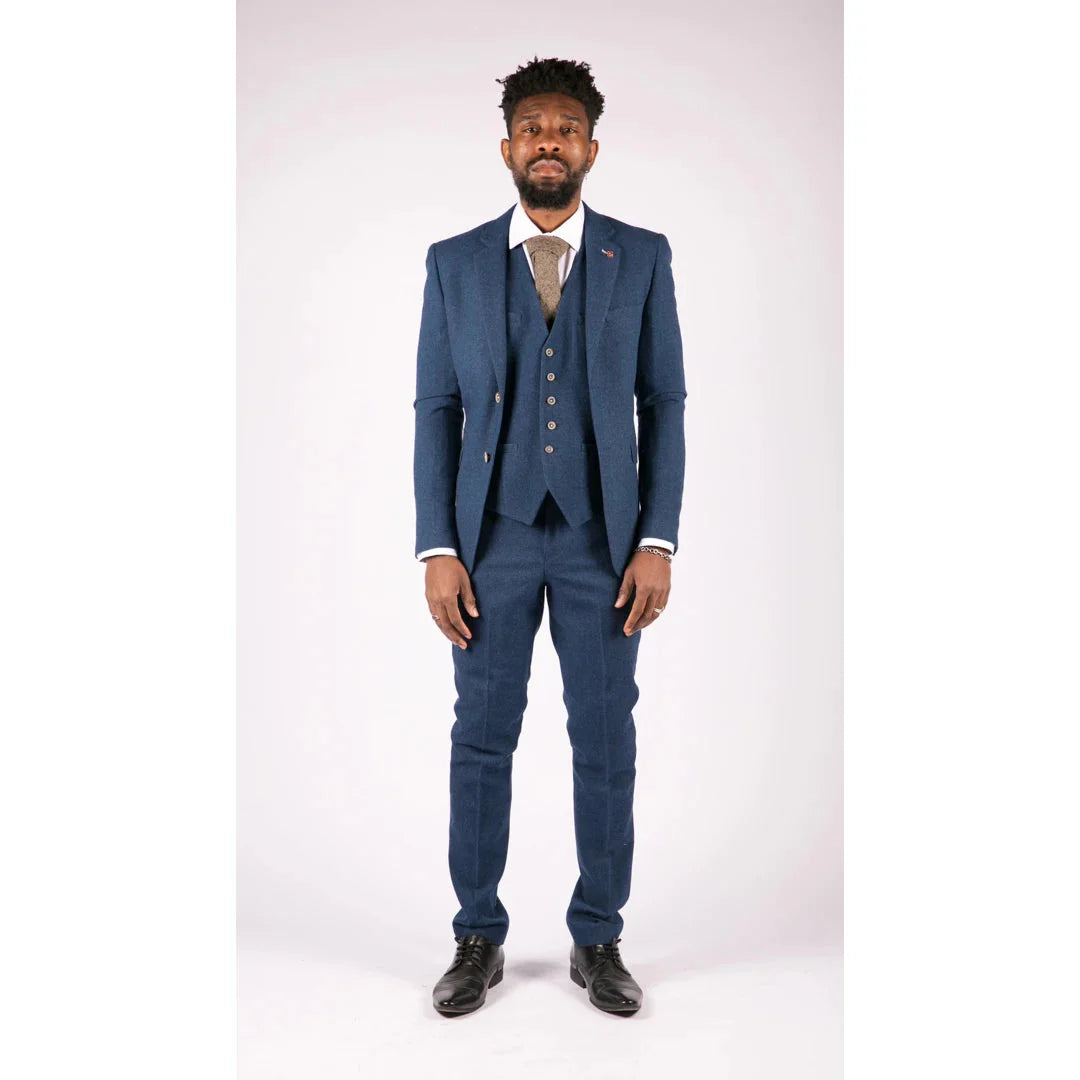 Cavani Orson - Blue Twill 3 Piece Suit