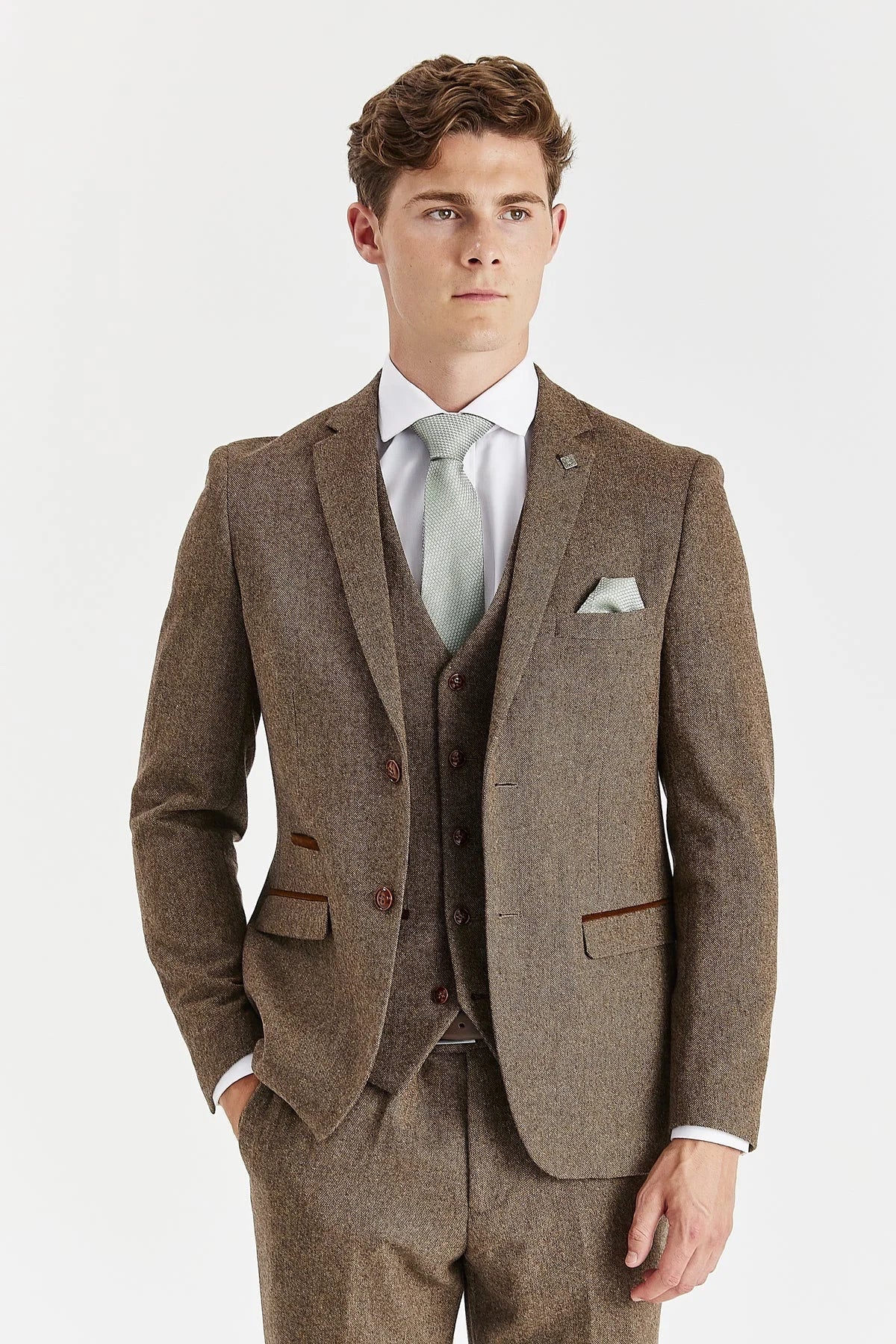 Oscar - Men's Brown Wool Blend Tweed Blazer