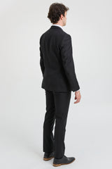 Paul Andrew Parker - Mens 3 Piece Black Tailored Fit Complete Suit Classic Door Man Mourning Funeral