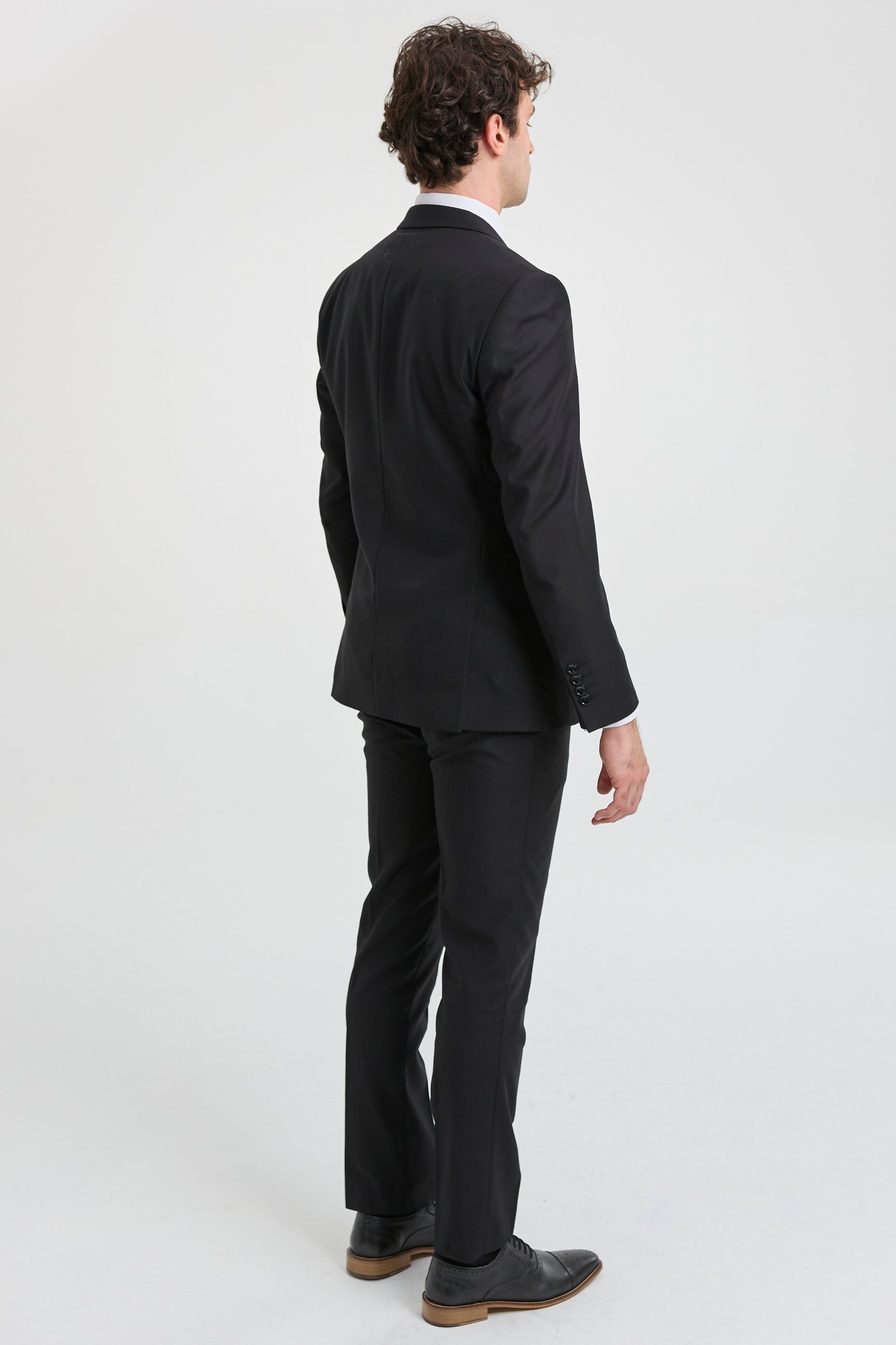 Paul Andrew Parker - Mens 3 Piece Black Tailored Fit Complete Suit Classic Door Man Mourning Funeral