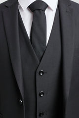 Paul Andrew Parker - Mens 3 Piece Black Tailored Fit Complete Suit Classic Door Man Mourning Funeral