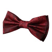 Men's Wine Bow Tie Pocket Square Cuff Links Gift Set