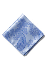 Paisley Neck Blue Tie Gift Set Pocket Square Cuff Links Floral Satin