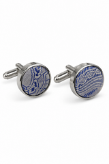 Paisley Neck Blue Tie Gift Set Pocket Square Cuff Links Floral Satin