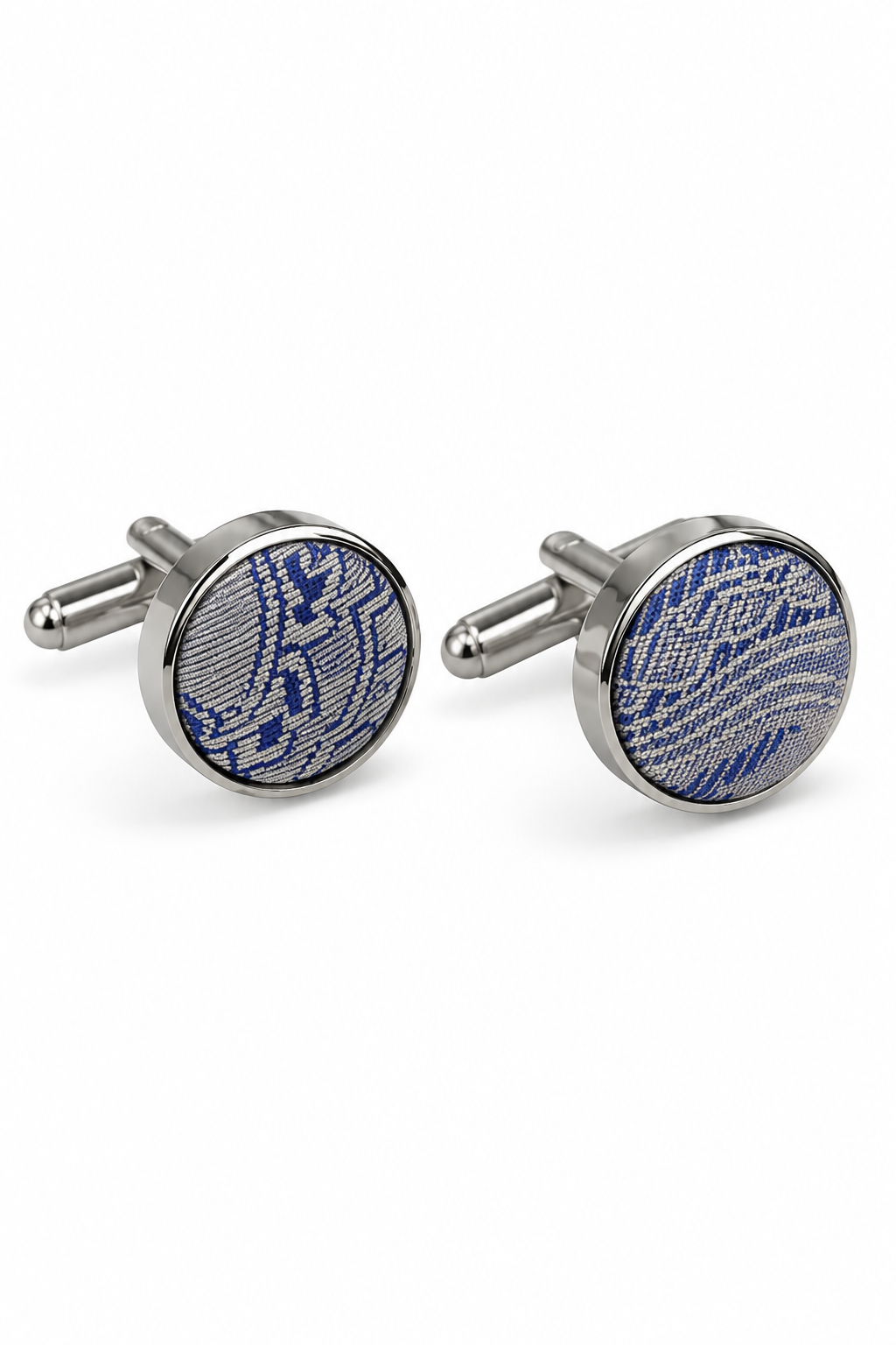 Paisley Neck Blue Tie Gift Set Pocket Square Cuff Links Floral Satin