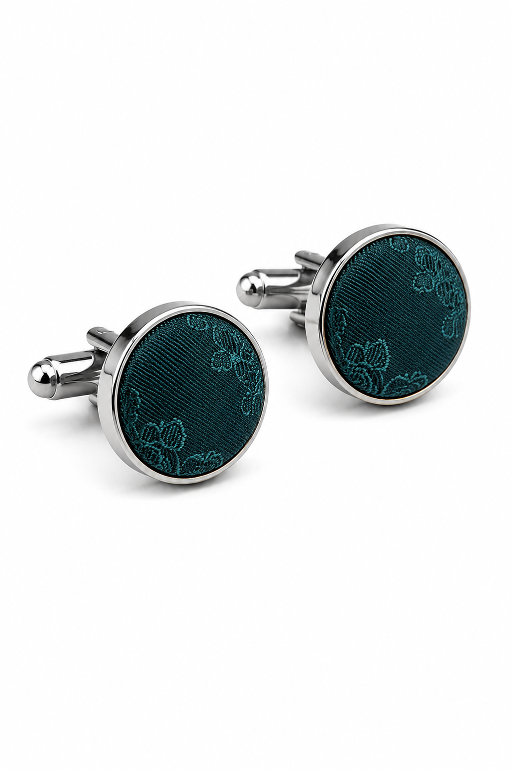 Paisley Neck Green Tie Gift Set Pocket Square Cuff Links Floral Satin