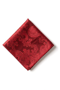 Paisley Neck Red Tie Gift Set Pocket Square Cuff Links Tie Floral Satin