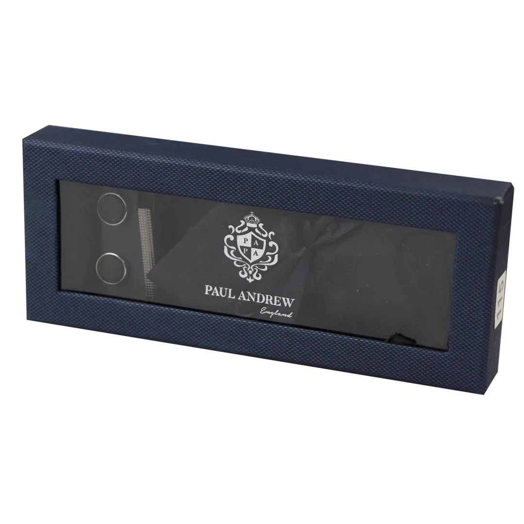 Paisley Neck Black Tie Gift Set Pocket Square Cuff Links Floral Satin