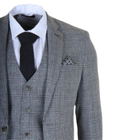 Men's Grey Classic Check Slim Fit 3 Piece Suit
