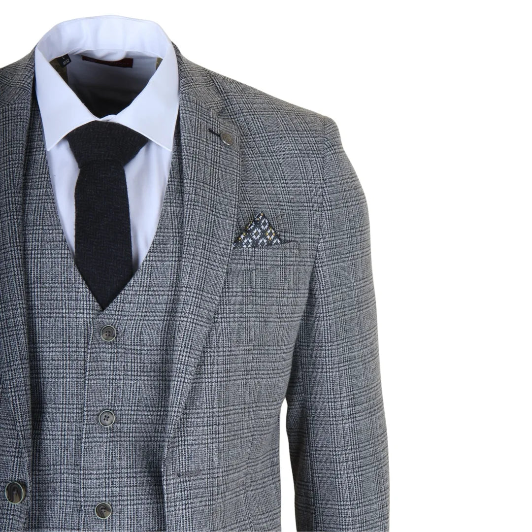 Men's Grey Classic Check Slim Fit 3 Piece Suit