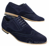 Patron 238 Mens Suede Leather Brogues Smart Casual Red Brown Navy Black Laced Shoes Retro