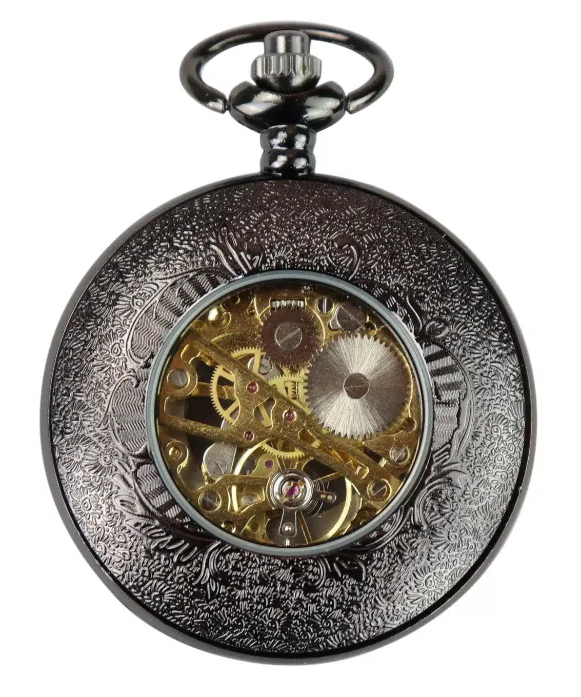 Black Vintage Mechanical Pocket Watch