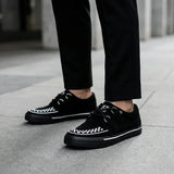 Pointed Creeper Sneaker Black White Suede Platform Shoes