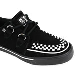 Pointed Creeper Sneaker Black White Suede Platform Shoes