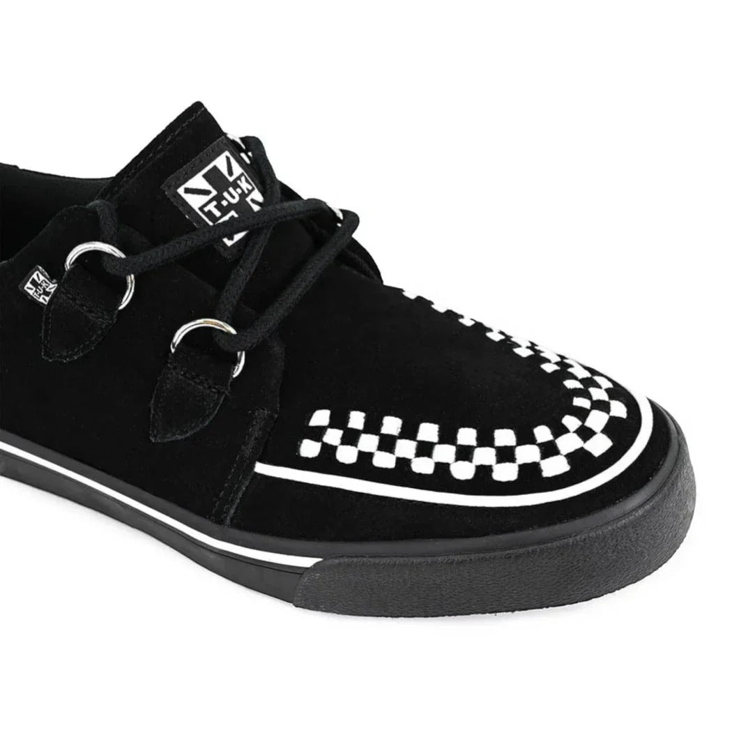 Pointed Creeper Sneaker Black White Suede Platform Shoes