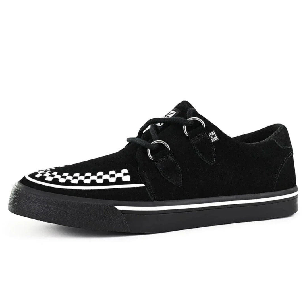 Pointed Creeper Sneaker Black White Suede Platform Shoes