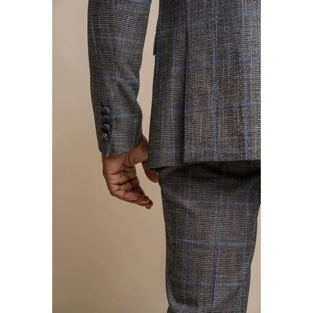 Power - Men's Grey Check Slim Fit Blazer