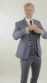 Mens 3 Piece Blue-Grey Vintage Suit - Paul Andrew Victor