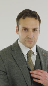 Mens Dark Grey Herringbone Tweed 3 Piece Suit